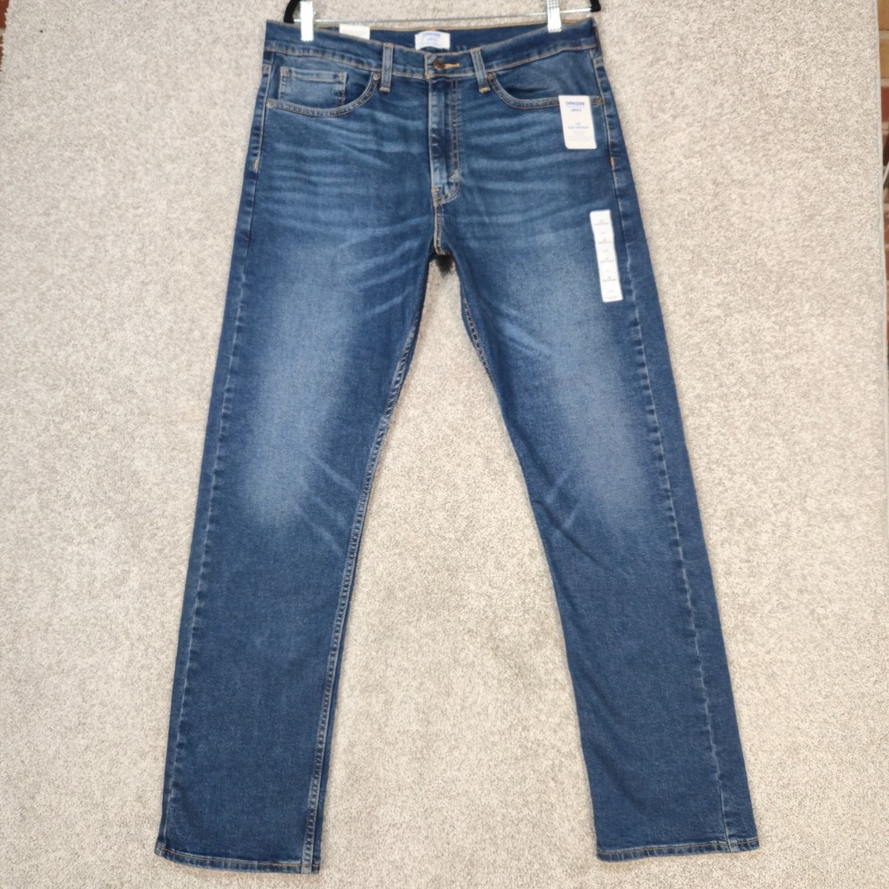 Levi's 232 Denizen Jeans Mens 34x32 Blue Cotton Stretch Straight Slim Fit NEW